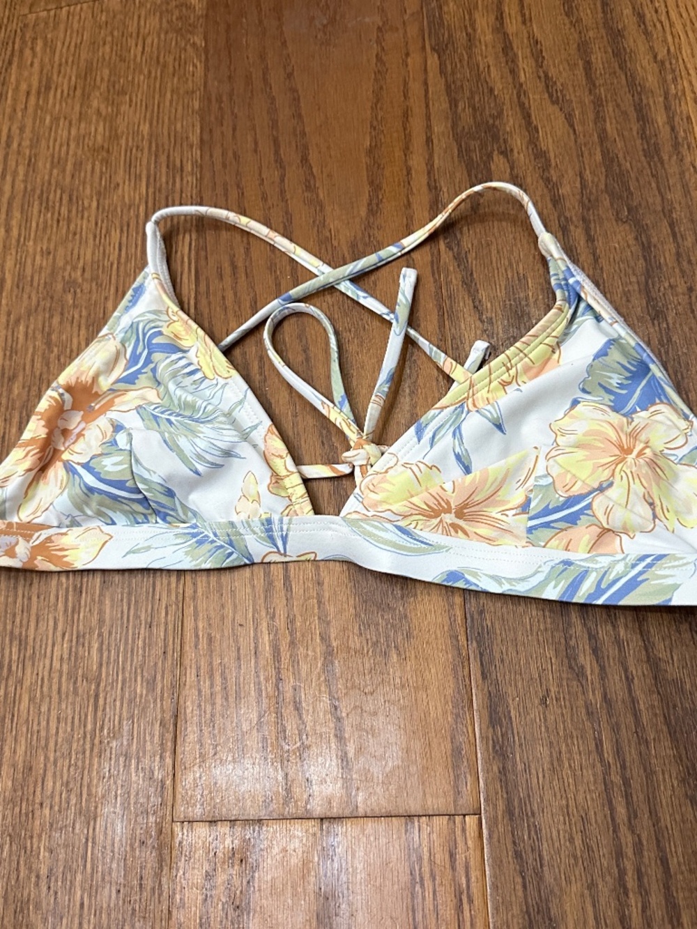 Ripcurl Always Summer Floral X Back Bikini Swimsuit Top Women Size M